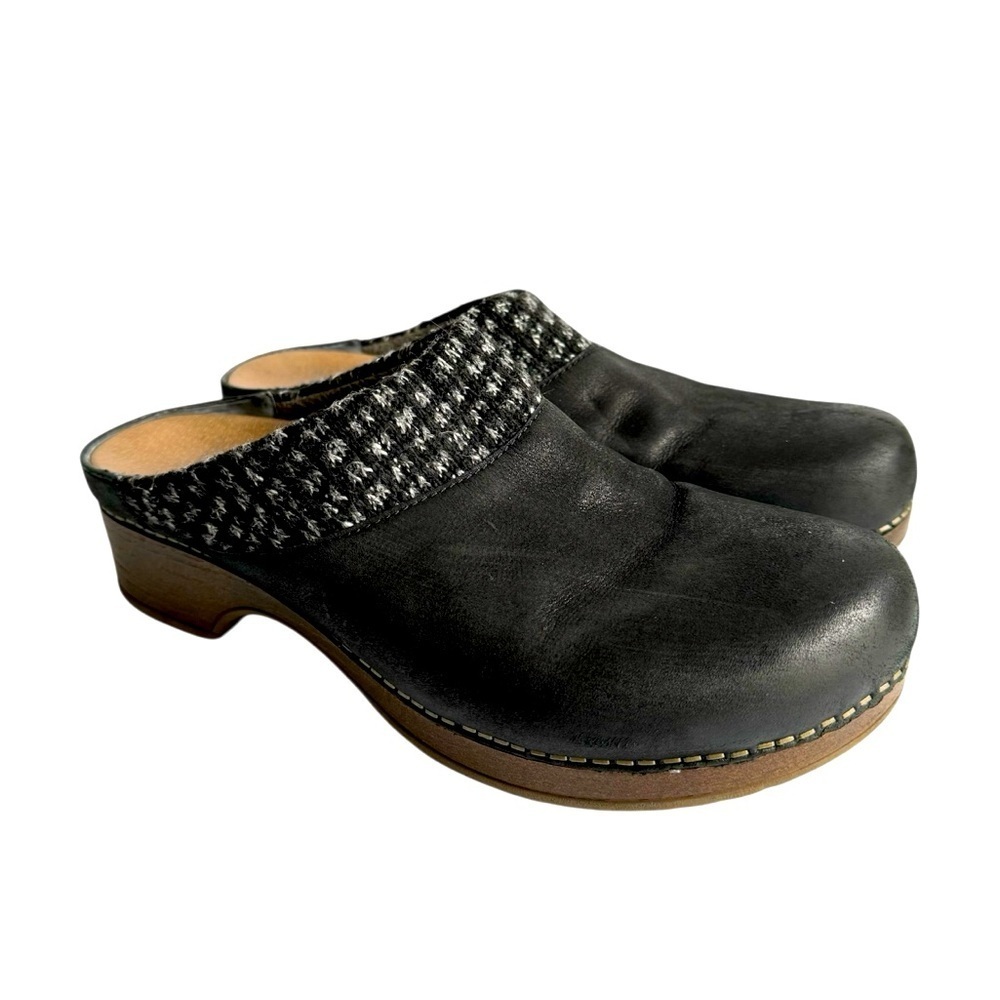 Dansko Clogs Slip On Mules Comfort Shoes Black Leather‎ Unisex Womens 41 10.5 11